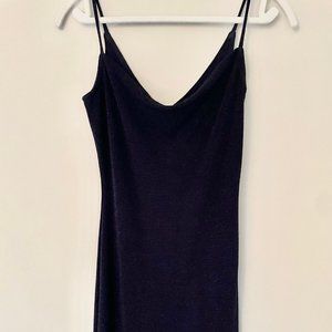 Navy Metallic Bodycon Dress, Size M